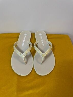 Tory Burch Light Pink Jelly Stud Thong Sandals